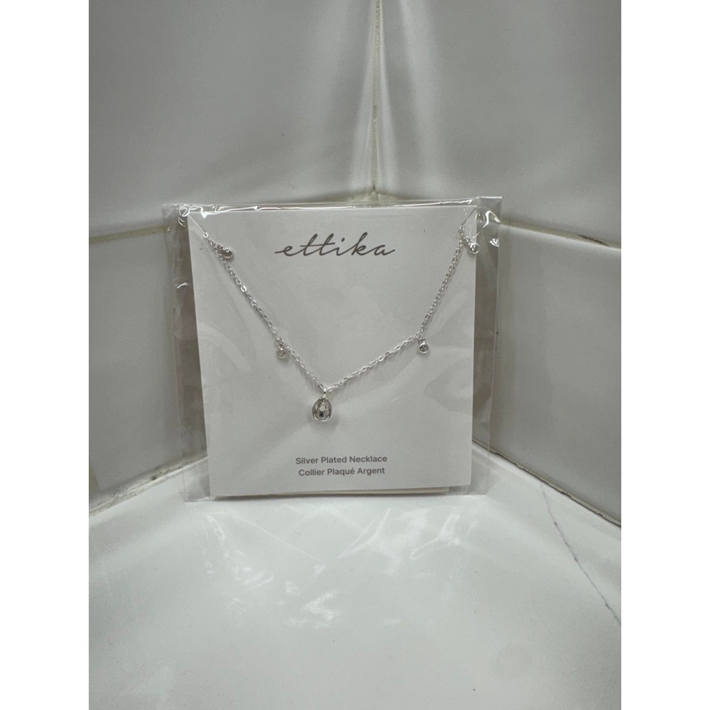 Ettika Silver Plated Teardrop Necklace